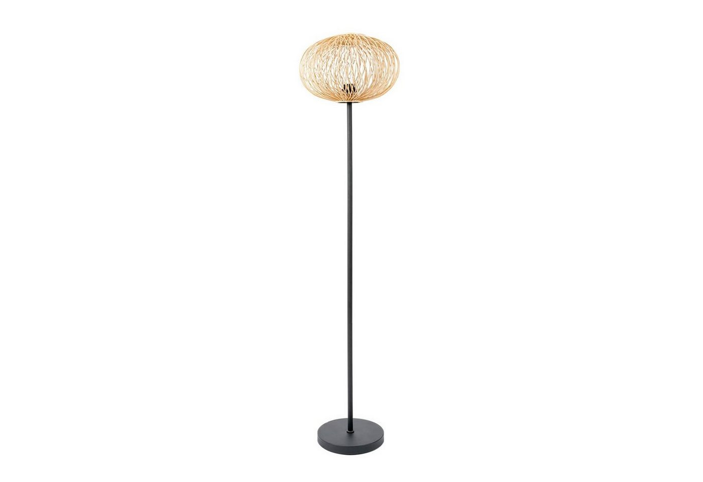 Lindby Stehlampe Solvira, Leuchtmittel nicht inklusive, Skandinavisch, Bambus, Eisen, Kunststoff, bambus natur, Schwarz, 1 von Lindby