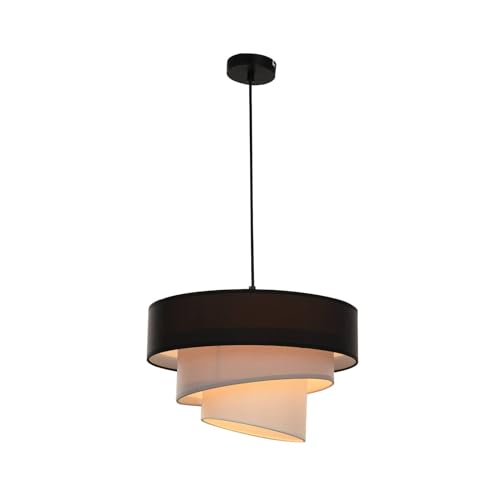 Lindby Stoff Pendelleuchte schwarz, grau, weiß, Hängeleuchte Ø 40 cm, 3 Textil Schirme rund, 1x E27 max. 60W, ohne Leuchtmittel, Schlafzimmerlampe von Lindby