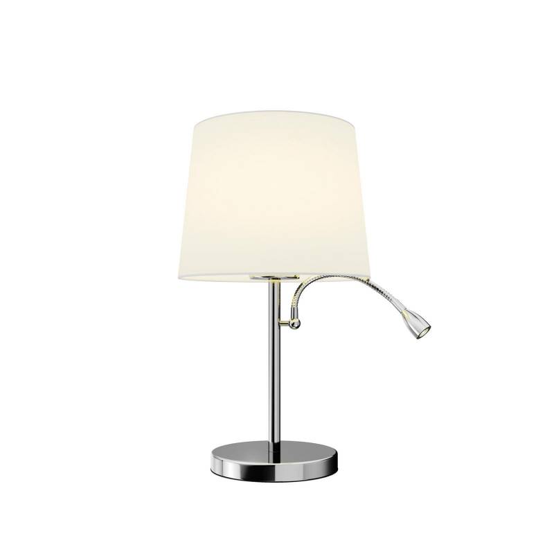 Lindby Stoff Tischlampe Benjiro Tischlampe Lampe Led Leselampe E27 Weiß Chrom B-Ware von Lindby