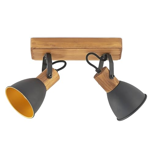 Lindby Strahler 'Merela' (Skandinavisch) in Schwarz aus Holz u.a. für Wohnzimmer & Esszimmer (2 flammig, E14) - Deckenlampe, Deckenleuchte, Lampe, Spot, Wohnzimmerlampe von Lindby