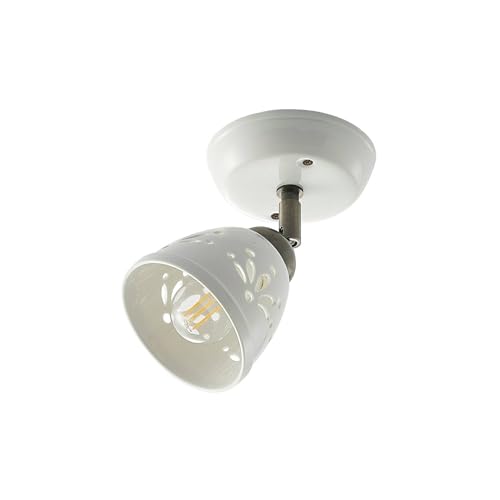 Lindby Strahler 'Sanrike' (Landhaus, Vintage, Rustikal) in Weiß aus Keramik u.a. für Wohnzimmer & Esszimmer (1 flammig, E14) - Deckenlampe, Deckenleuchte, Lampe, Spot, Wohnzimmerlampe von Lindby
