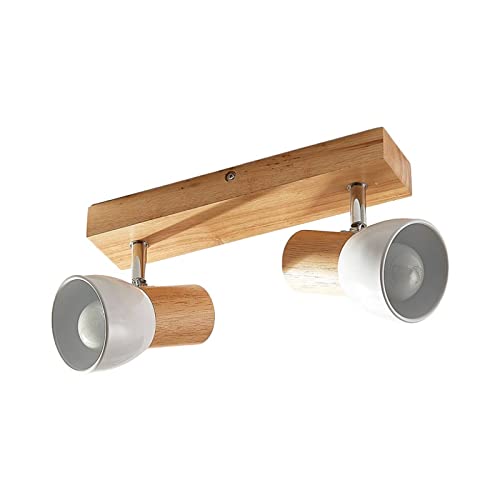 Lindby Deckenlampe, Wandlampe Holz Metall, Deckenstrahler drehbar und schwenkbar, Deckenleuchte 2x E14, ohne Leuchtmittel, Lampe Wohnzimmer, Küchenlampe von Lindby