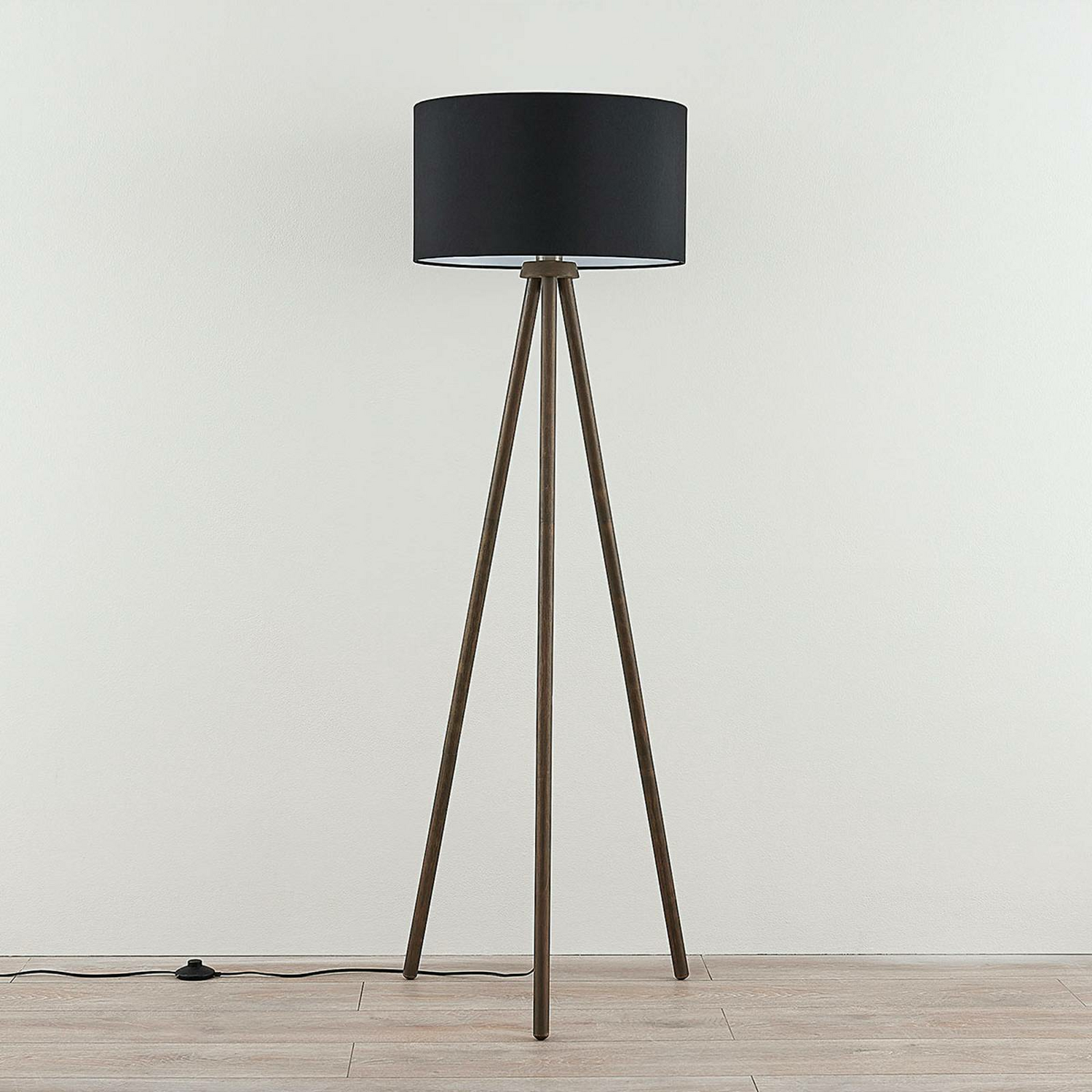 Lindby Textil Stehleuchte Majken Stehlampe Standleuchte Dunkelgraum Schwarz795 B-Ware von Lindby