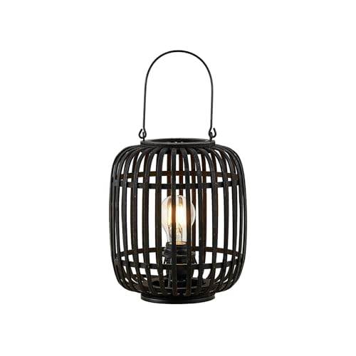 Lindby Tischlampe Canyana (Landhaus, Vintage Rustikal) in Schwarz aus Holz (1 flammig E27) - Tischleuchte Schreibtischlampe Nachttischlampe Wohnzimmerleuchte von Lindby