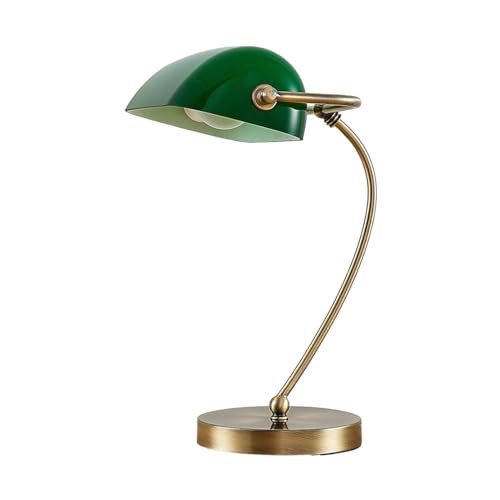 Lindby Tischlampe 'Selea' (Retro, Vintage, Antik) in Grün aus Glas u.a. für Wohnzimmer & Esszimmer (1 flammig, E27) - Tischleuchte, Schreibtischlampe, Nachttischlampe, Wohnzimmerlampe von Lindby