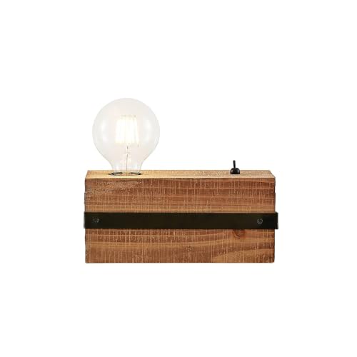 Lindby Tischlampe 'Sverina' (Landhaus, Vintage, Rustikal) aus Holz u.a. für Wohnzimmer & Esszimmer (1 flammig, E27) - Tischleuchte, Schreibtischlampe, Nachttischlampe, Wohnzimmerlampe von Lindby