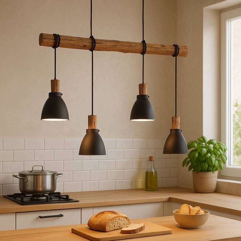 Lindby Hängeleuchte Trebale, E14, Ø 15 cm, 4-flammig, Holz Lindby Hängeleuchte Trebale, E14, Ø 15 cm, 4-flammig, Holz von LINDBY