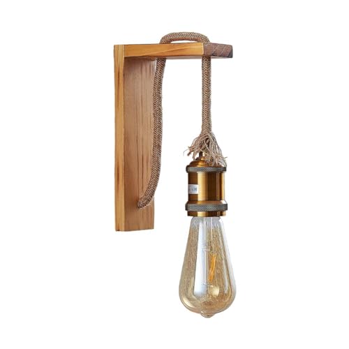 Lindby Wandleuchte, Wandlampe Innen 'Helou' (Retro, Vintage, Antik) aus Holz u.a. für Wohnzimmer & Esszimmer (1 flammig, E27) - Wandstrahler, Wandbeleuchtung Schlafzimmer /, Wohnzimmerlampe von Lindby