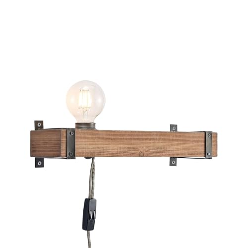 Lindby Wandleuchte, Wandlampe Innen 'Sverina' (Landhaus, Vintage, Rustikal) aus Holz u.a. für Wohnzimmer & Esszimmer (1 flammig, E27) - Wandleuchten, Wandstrahler, Wandbeleuchtung Schlafzimmer / von Lindby