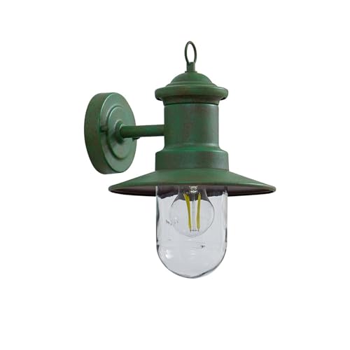 Lindby Wandleuchte außen (Laterne) Eloretta (spritzwassergeschützt (Landhaus, Vintage Rustikal) in Grün aus Metall (1 flammig E27) - Außenwandleuchten Wandlampe Led Außenlampe Outdoor von Lindby