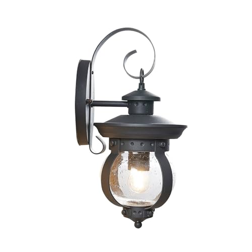 Lindby Wandleuchte außen (Laterne) 'Farley' (spritzwassergeschützt) (Retro, Vintage, Antik) in Schwarz aus Metall (1 flammig, E27) - Außenwandleuchten, Wandlampe, Led Außenlampe, Outdoor Wandlampe für von Lindby