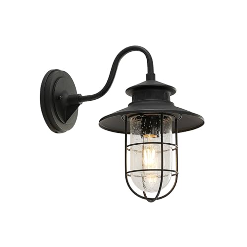 Lindby Wandleuchte außen (Laterne) 'Kyan' (spritzwassergeschützt) (Retro, Vintage, Antik) in Schwarz aus Metall (1 flammig, E27) - Außenwandleuchten, Wandlampe, Led Außenlampe, Outdoor Wandlampe für von Lindby