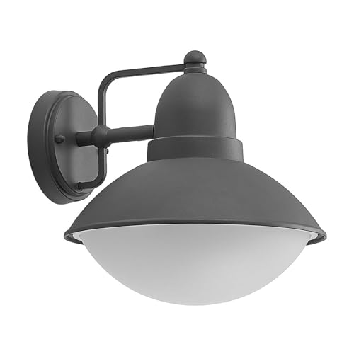 Lindby Wandleuchte außen 'Medolin' (spritzwassergeschützt) in Schwarz aus Aluminium (1 flammig, E27) - Außenwandleuchten, Wandlampe, Led Außenlampe, Outdoor Wandlampe für Außenwand/Hauswand, Haus von Lindby