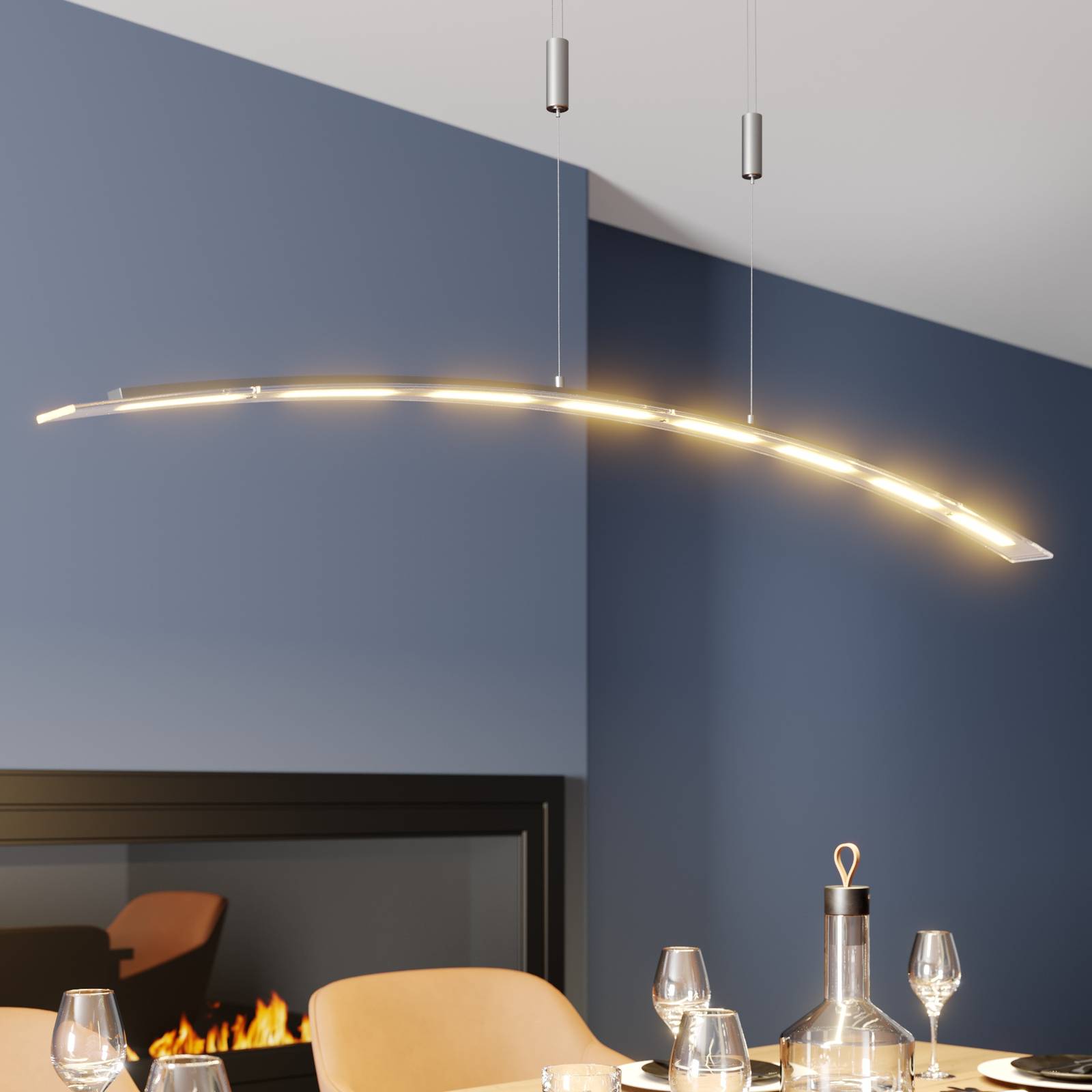 Lindby LED-Pendellampe Manon, höhenverstellbar, grau, Metall Lindby LED-Pendellampe Manon, höhenverstellbar, grau, Metall von LINDBY