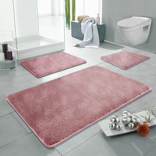 Linden Berg Badematte Hellrosa 70 x 120 cm - Rutschfester Badteppich - Mikrofaser - TPR-Rücken - Oekotex Zertifiziert - Saugfähig - Schnell Trocknend - Waschbar - Pflegeleicht von Linden Berg