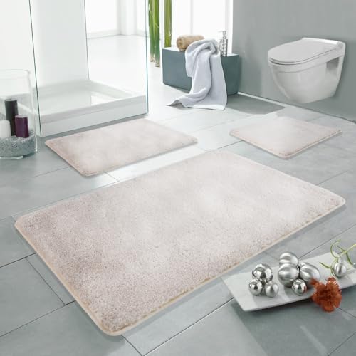 Linden Berg Badematte Nature 50 x 55 cm - Rutschfester Badteppich - Mikrofaser - TPR-Rücken - Oekotex Zertifiziert - Saugfähig - Schnell Trocknend - Waschbar - Pflegeleicht von Linden Berg