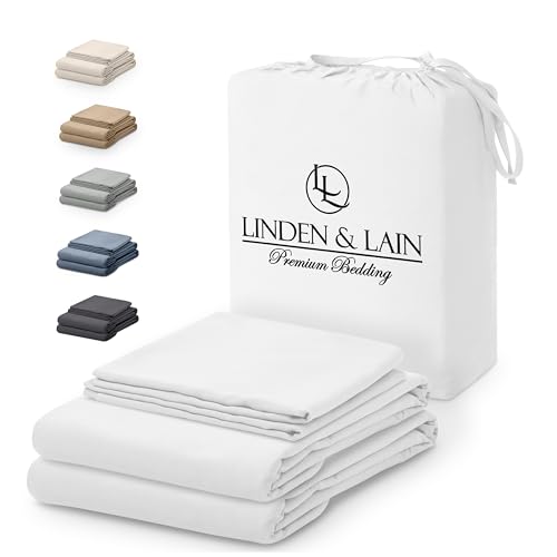 Linden & Lain Luxuriöses Queen-Size-Bettlaken-Set | ultraweiche reine Bambus-Mikrofaser-Mischung | beste kühlende rutschfeste Bettlaken | 45,7 cm tiefe Tasche mit verbessertem Gummizug | von Linden & Lain