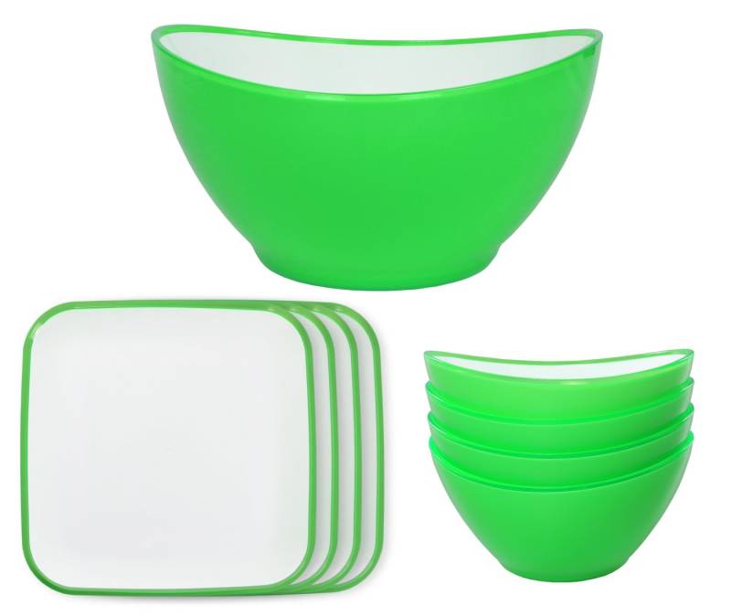 LindenBerg Geschirr-Set Salatschüssel Teller Set 9-teilig blau, 4 Personen, Spülmaschinengeeignet, bruchsicher LindenBerg Geschirr-Set Salatschüssel Teller Set 9-teilig blau, 4 Personen, Spülmaschinengeeignet, bruchsicher von LindenBerg