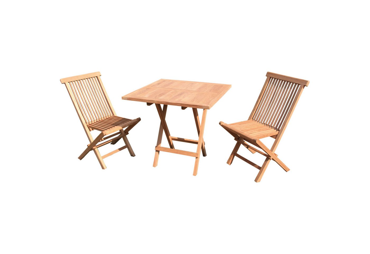 Linder Exclusiv GmbH Balkonset Teak Balkon Set 1 Klapptisch + 2 Klappstühle verschieden Tischgrößen von Linder Exclusiv GmbH