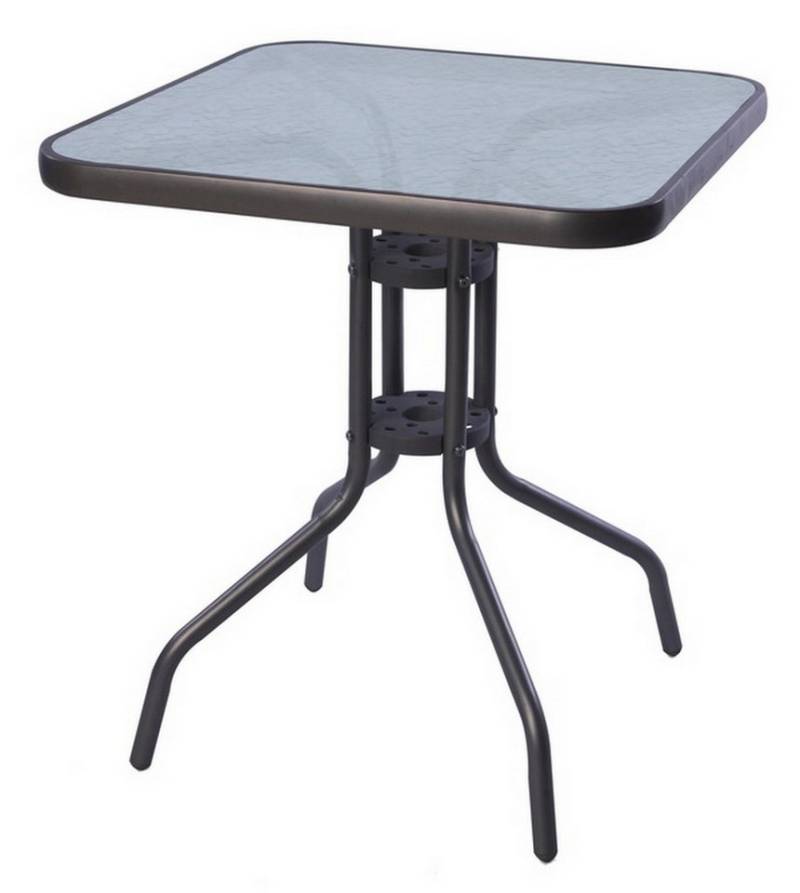 Linder Exclusiv GmbH Bistrotisch Bistro-Tisch 60 x 60 x 70 cm Metall mit Glasplatte, Balkontisch Glastisch Terassentisch von Linder Exclusiv GmbH
