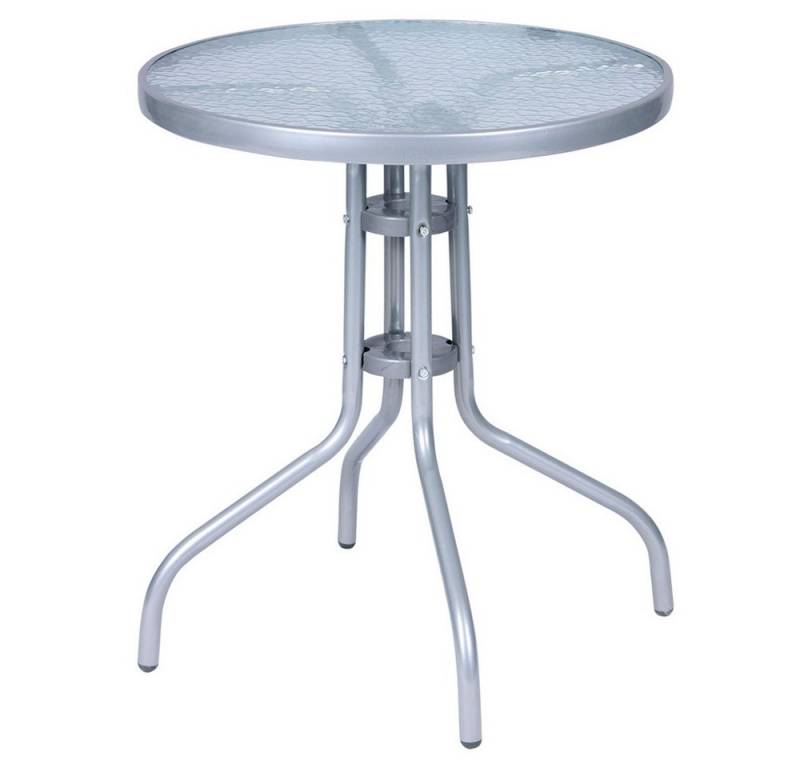 Linder Exclusiv GmbH Bistrotisch Bistro-Tisch rund mit Glasplatte 60 cm Silber von Linder Exclusiv GmbH