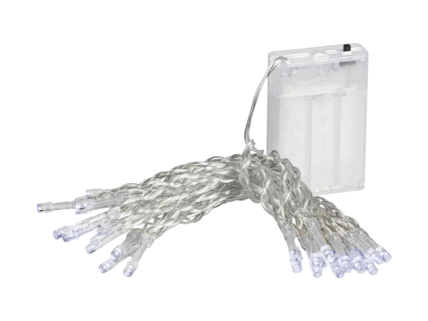 Linder Exclusiv GmbH LED-Lichterkette, Batterie 2,85m 20 LEDs kaltweiß 6/18hTimer Innen transparentes Kabel von Linder Exclusiv GmbH