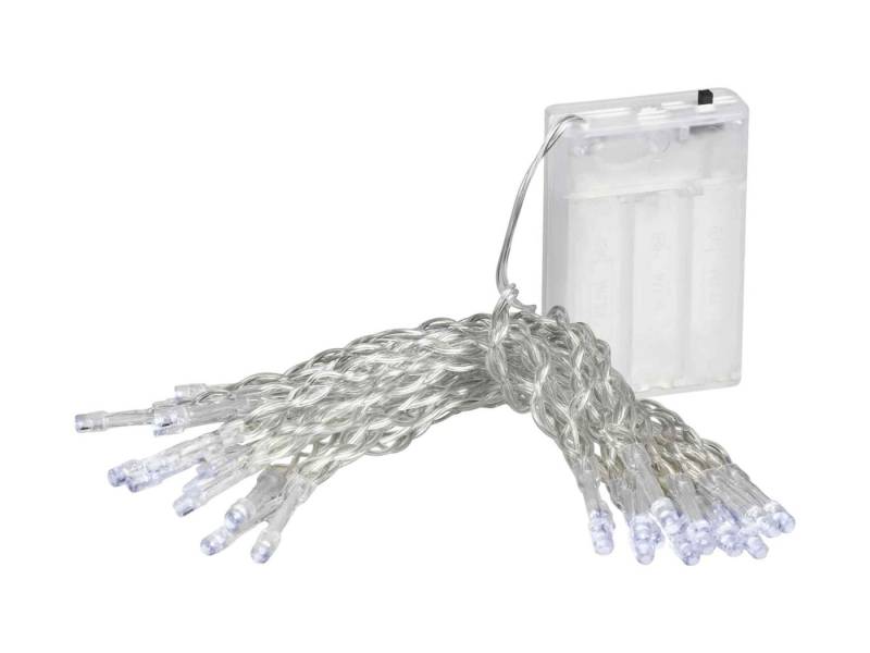 Linder Exclusiv GmbH LED-Lichterkette, Batterie 2,85m 20 LEDs kaltweiß 6/18hTimer Innen transparentes Kabel von Linder Exclusiv GmbH