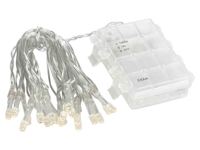 Linder Exclusiv GmbH LED-Lichterkette, Batterie 2,85m 20 LEDs warmweiß 6/18h Timer für außen von Linder Exclusiv GmbH