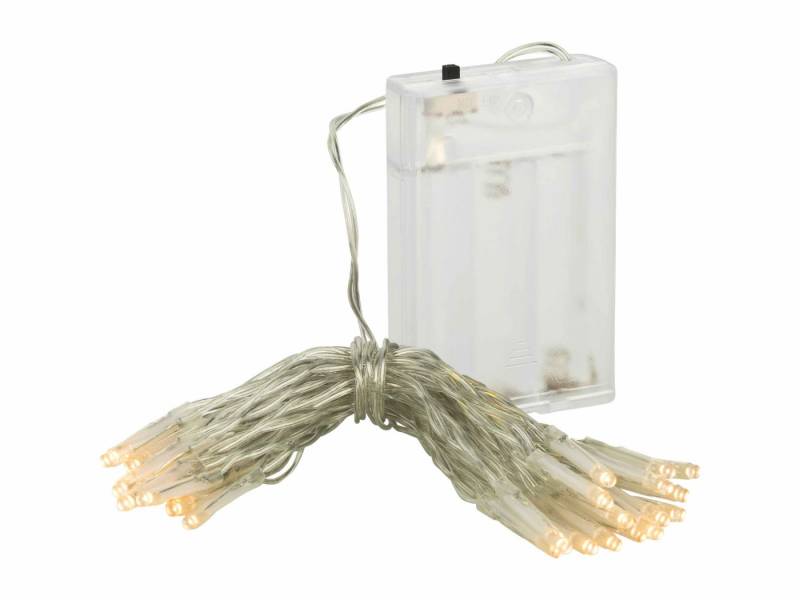 Linder Exclusiv GmbH LED-Lichterkette, Batteriebetrieb 2,90m 30 LEDs warmweiß 3mm transparent von Linder Exclusiv GmbH