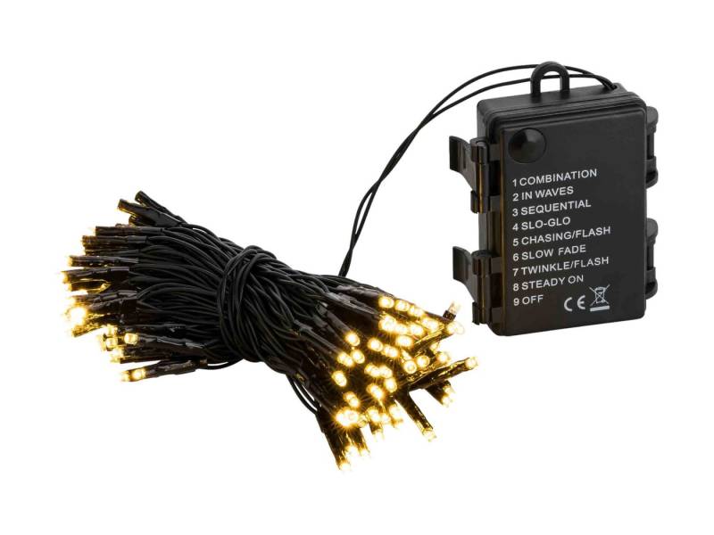 Linder Exclusiv GmbH LED-Lichterkette, Batterie für Außen 7,1m 8 Funktionen Timer schwarz von Linder Exclusiv GmbH