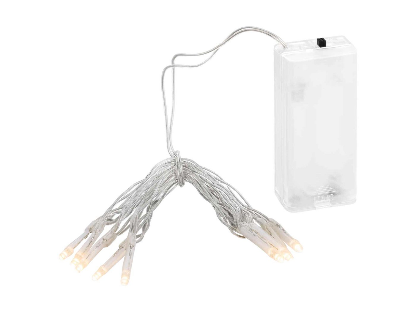 Linder Exclusiv GmbH LED-Lichterkette, 10-flammig, LED Lichterkette Batterie 0,9m 10 LEDs warmweiß Ø3mm für Innen von Linder Exclusiv GmbH