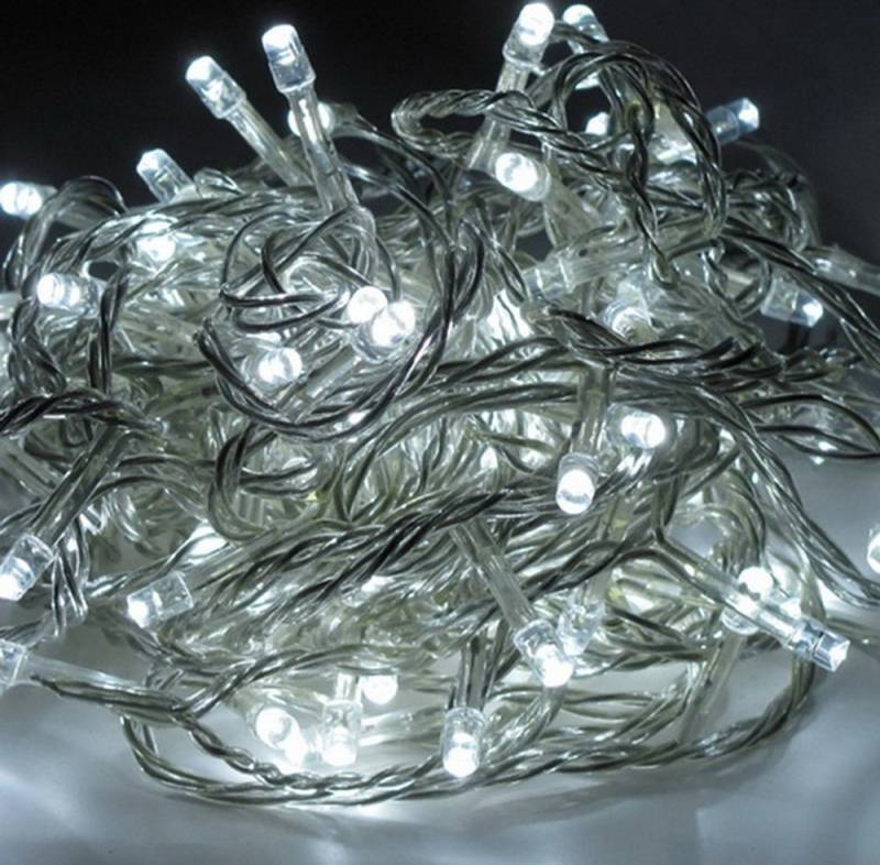 Linder Exclusiv GmbH LED-Lichterkette kaltweiss Kabel transparent, 96-flammig, transparenter Kabel von Linder Exclusiv GmbH