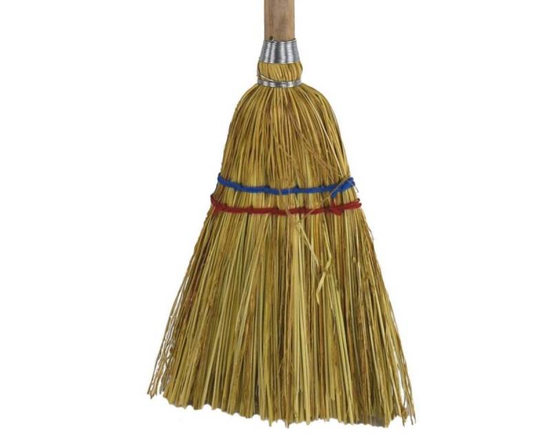 Linder Exclusiv GmbH Straßenbesen Besen mit Stiel aus Stroh und Holz für Kinder ca. 100 cm 2-Naht, (1-tlg), inkl. Aufhängung von Linder Exclusiv GmbH