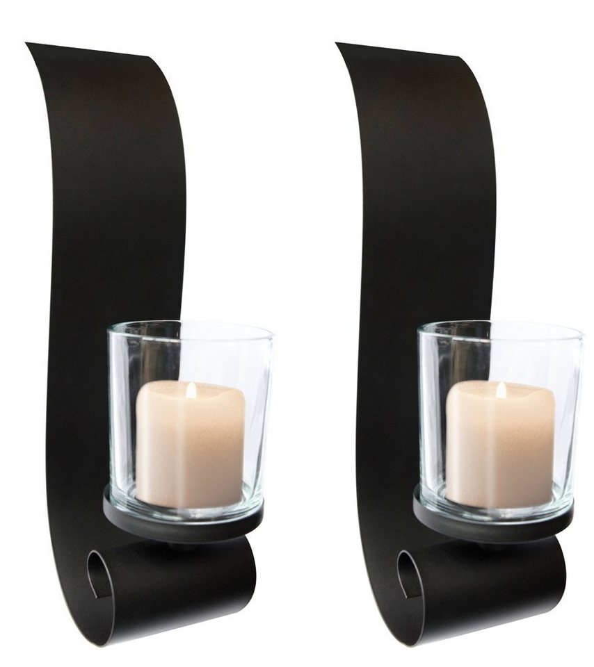 Linder Exclusiv GmbH Wandkerzenhalter Wandkerzenhalter 2er-Set mit Glaskerzenhalter, 35 x 13,5 x 9 cm Linder Exclusiv GmbH Wandkerzenhalter Wandkerzenhalter 2er-Set mit Glaskerzenhalter, 35 x 13,5 x 9 cm von Linder Exclusiv GmbH