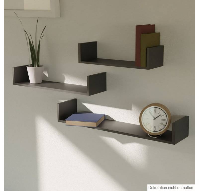 Linder Exclusiv GmbH Wandregal 3er Deko Regal-Set 30/45/60 x 15 x 10 cm, 3 Wandregale 3-tlg., bis zu 8 kg belastbar von Linder Exclusiv GmbH