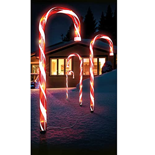 LEX 4 x LED Zuckerstange Batteriebetriebene Weihnachtsdekoration mit 32 warmweißen LEDs für Innen und Außen von Linder Exclusiv