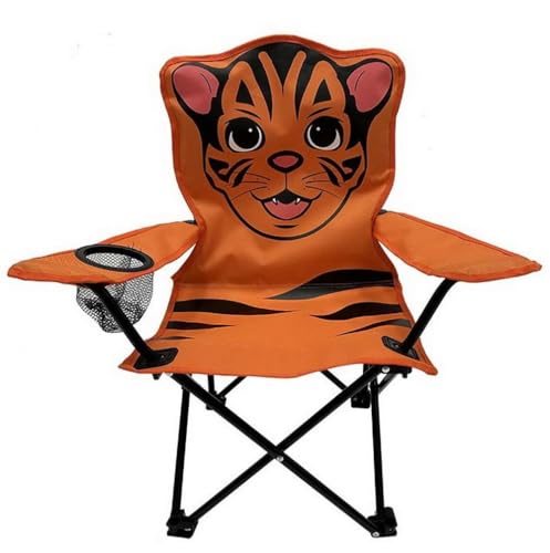 Linder Exclusiv LEX Kinder-Anglersessel Campingstuhl Campingsessel mit Getränkehalter (Tiger (orange)) von Linder Exclusiv