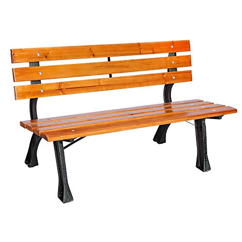 Linder Exclusiv Stabile Parkbank Holz Eisen Gartenbank Bank Sitzbank 120 x 56 x 70 cm Natur hell von Linder Exclusiv