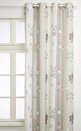 LINDER 0206/20/49806/375FR Vorhang mit Ösen, für Kinder, Schafsmotiv, 135 x 260 cm, Beige von LINDER