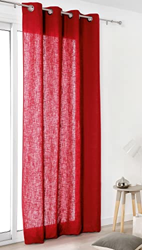Linder 0517/69/375FR Vorhang Leinwand Leinenoptik rot mit Ösen, 135 x 260 cm von LINDER