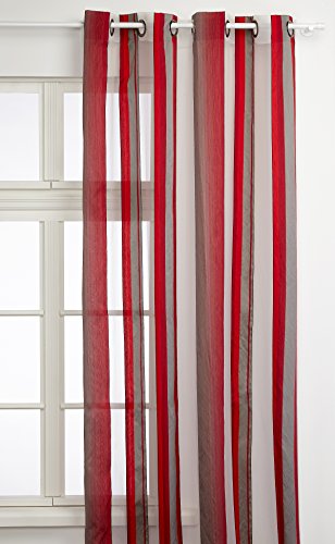 LINDER 0651/69/375FR Beverly Vorhang mit Ösen, 140 x 280 cm, Rot/Grau von LINDER