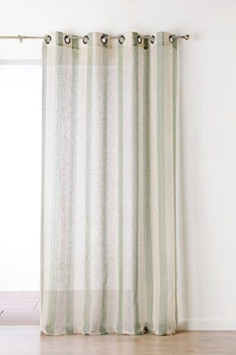 LINDER 1168/33/375FR Vorhang gestreift Polyester/Leinen/Baumwolle 150 x 280 cm, Marécage, 150 x 280 cm von LINDER