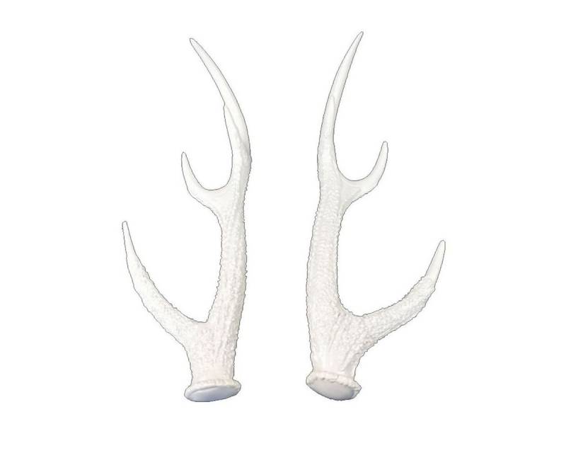 Linder Dekoobjekt Trophäe Tischdeko Hirschgeweih weiß glänzend 37x13x12cm 2erSet, Glänzend von Linder