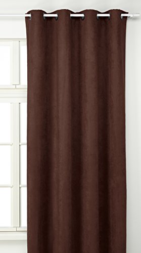 LINDER Lourde 0520/55/375FR Vorhang mit Ösen, Velourslederimitat, Blickdicht, 145 x 260 cm, Schokoladenbraun von LINDER