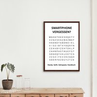 Smartphone Vergessen V2/Kunstdruck Mit Rahmen Aus Massivholz in Echtglas | Wanddeko Familie Minimalistisch Pdf Datei Download von LindmeDE