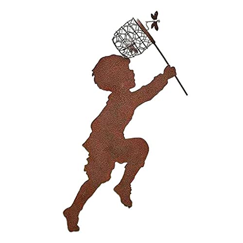 Yard Chasings Dekoration Silhouette Art Boy 1 Stück Mädchen Garten Garten Metall Home Decor Leuchttablett mit Lautsprecher von LindoMaker