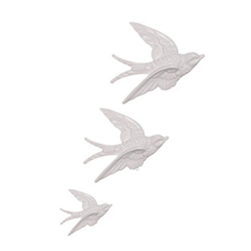 Ceramic Swallows, Set of Three, Four Colour Choices Available (White) von Sass & Belle