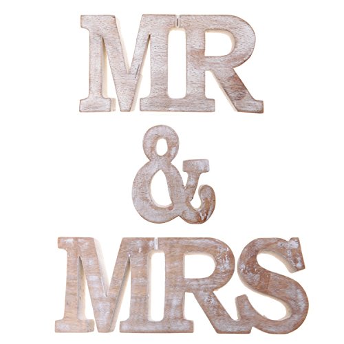 Mr & Mrs Dekobuchstaben, aus Holz, freistehend, gekalkt, als Hochzeitsdekoration oder -geschenk von Sass & Belle