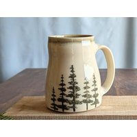 16 Unze Kiefer Baum Keramikbecher, Handgemachtes Keramik Kaffeebecher Geschenk, Pine Tree Becher Handgemachter Für Naturliebhaber, Großer von LindseyChandlerArt