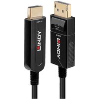 LINDY DisplayPort / HDMI / Glasfaser Adapterkabel DisplayPort Stecker, HDMI-A Stecker 10.00m Schwarz von Lindy